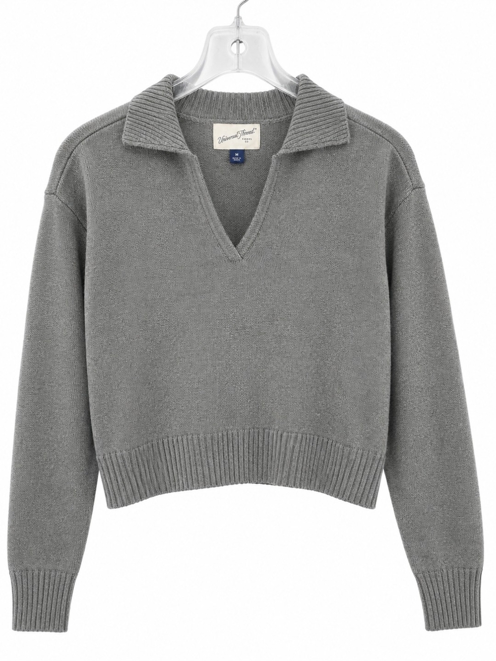 NWT Universal Thread Gray Collared V-Neck Sweater Size M